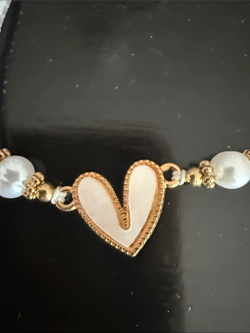 Heart Charm White Cord Bracelet - Women's Jewelry
